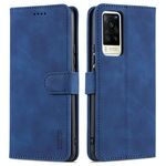 Per Vivo X60 Pro Azns Skin Feel Struttura del vitello Custodia in cuoio orizzontale in pelle orizzontale con slot e supporto per carte e portafoglio (blu)