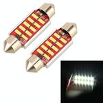2 PCS DC 12V 2W 39MM 4014 Porta bicuspide Nessuna decodifica Lampada a cupola per auto Lampada da lettura a LED con 10 luci a LED (luce bianca)