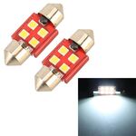 2 PCS 31mm DC12V / 1.6W / 6000K / 130LM 4LEDs SMD-3030 Lampada da lettura per auto (luce bianca)