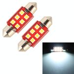 2 PCS 36mm DC12V / 2.2W / 6000K / 180LM 6LEDs SMD-3030 Lampada da lettura per auto (luce bianca)