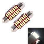 2 PCS DC 12V 3W 36MM Bicuspide Lampade per portiera per auto Luce del segno di registrazione Cruscotto Luci per porte a cupola Lampada da lettura a LED con 16 LED SMD 3014 Luci bianche
