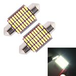 2 PCS DC 12V 6W 36MM Bicuspide Lampade per portiera per auto Luce del segno di registrazione Cruscotto Luci per porte a cupola Lampada da lettura a LED con 27 LED SMD 3014 Luci bianche