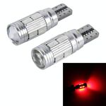2 PCS T10 6W 10 SMD 5630 LED Lampada per luci di ingombro per auto Canbus senza errori, DC 12V (luce rossa)
