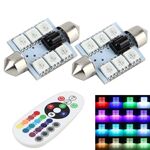 2 PCS Colorful 36MM Bicuspid Remote Control Car Dome Lampada da lettura a LED con 6 luci a LED