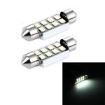 2 PCS 3W 200 LM 6000K 36MM 8 LED SMD-2835 Porta bicuspide Decodifica Cupola per auto Lampada da lettura a LED, CC 12V (luce bianca)