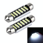 2 PCS 2W 100 LM 6000K 41MM 6 LED SMD-7020 Porta bicuspide Decodifica Cupola per auto Lampada da lettura a LED, CC 12V, Luce bianca (nera)