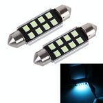 2 PCS DC 12V 2W 41MM 8 LED SMD-3528 Porta bicuspide Decodifica Cupola per auto Lampada da lettura a LED (Luce blu ghiaccio)