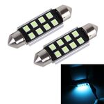 2 PCS DC 12V 2W 39MM 8 LED SMD-3528 Porta bicuspide Decodifica Cupola per auto Lampada da lettura a LED (Luce blu ghiaccio)