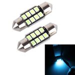 2 PCS DC 12V 2W 31MM 8 LED SMD-3528 Porta bicuspide Decodifica Cupola per auto Lampada da lettura a LED (Luce blu ghiaccio)