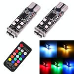 2 PCS W5W 194 T10 Multi Colors 10 SMD 3535 LED Luce di ingombro per auto con telecomando, DC 12V