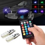 2 PCS T10 2W Auto Flash Stroboscopico Dissolvenza Smooth Luce decorativa a LED colorata con telecomando, DC 12V