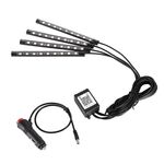4 in 1 Accendisigari per auto universale Accendisigari a 8 colori Atmosfera LED Atmosfera Lampada decorativa leggera, con lampade a dischi da 9LEDS Lunghezza del cavo: 1,5 m
