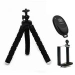 Mini Polopus Supporto per treppiedi flessibile in schiuma con morsetto telefonico e telecomando (nero)
