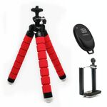 PORTA Treppiedi in schiuma flessibile mini polpo con morsetto telefonico e telecomando (rosso)