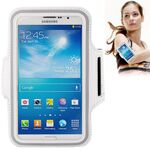 Custodia da braccio sportiva in PU con foro per auricolari per Galaxy Mega 6.3 / i9200, telefoni inferiori a 6,3 pollici (bianco)