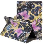 Per Samsung Galaxy Tab S6 T860 Custodia in pelle a vibrazione orizzontale con motivo dipinto 3D con supporto e slot per schede e portafoglio e funzione di sospensione / sveglia (farfalla rosa)