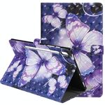 Per Samsung Galaxy Tab S6 T860 Custodia in pelle a vibrazione orizzontale con motivo dipinto 3D con supporto e slot per schede e portafoglio e funzione sleep / wake-up (farfalla viola)