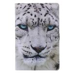 Per Samsung Galaxy Tab S6 T860 Custodia in pelle a vibrazione orizzontale con motivo dipinto con supporto e slot per schede e portafoglio e funzione di sospensione / sveglia (leopardo bianco)