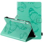 Per Samsung Galaxy Tab S6 T860 Custodia in pelle a vibrazione orizzontale con motivo a farfalla stampata a pressione con supporto e slot per schede e portafoglio e funzione di sospensione / sveglia (verde)