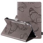 Per Samsung Galaxy Tab S6 T860 Custodia in pelle a vibrazione orizzontale con motivo a farfalla stampato a pressione con supporto e slot per schede e portafoglio e funzione sleep / Wake-up (grigio)