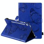 Per Samsung Galaxy Tab S6 T860 Custodia in pelle a vibrazione orizzontale con motivo a farfalla stampato a pressione con supporto e slot per schede e portafoglio e funzione di sospensione / sveglia (blu)
