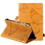 Per Samsung Galaxy Tab S6 T860 Custodia in pelle a vibrazione orizzontale con motivo a farfalla stampata a pressione con supporto e slot per schede e portafoglio e funzione sleep / wake-up (giallo)