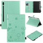Per Samsung Galaxy Tab S6 T860 Cat Bee Embossing Pattern Tavolo antiurto Custodia protettiva in pelle con flip orizzontale per PC con supporto e slot per schede e portafoglio e slot per penna e funzione sveglia / sonno (verde)