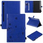 Per Samsung Galaxy Tab S6 T860 Cat Bee Embossing Pattern Tavolo antiurto Custodia protettiva in pelle con flip orizzontale per PC con supporto e slot per schede e portafoglio e slot per penna e funzione sveglia / sonno (blu)