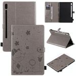 Per Samsung Galaxy Tab S6 T860 Cat Bee Embossing Pattern Tavolo antiurto Custodia protettiva in pelle con flip orizzontale per PC con supporto e slot per schede e portafoglio e slot per penna e funzione di sveglia / sonno (grigio)