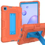 Per Samsung Galaxy Tab A 8.4 (2020) / T307 Custodia protettiva in silicone antiurto per robot a colori a contrasto + custodia protettiva per PC con supporto (arancione blu)