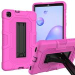 Per Samsung Galaxy Tab A 8.4 (2020) / T307 Custodia protettiva in silicone antiurto per robot a colori a contrasto + custodia protettiva per PC con supporto (rosa rossa nera)