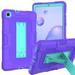 Per Samsung Galaxy Tab A 8.4 (2020) / T307 Custodia protettiva in silicone antiurto per robot a colori a contrasto + custodia protettiva per PC con supporto (viola verde menta)