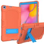 Per Samsung Galaxy Tab A 10.1 (2019) / T510 Custodia protettiva in silicone antiurto per robot a colori a contrasto + custodia protettiva per PC con supporto (arancione blu)