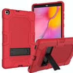 Per Samsung Galaxy Tab A 10.1 (2019) / T510 Custodia protettiva in silicone antiurto per robot a colori a contrasto + custodia protettiva per PC con supporto (rosso nero)
