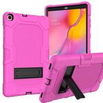 Per Samsung Galaxy Tab A 10.1 (2019) / T510 Custodia protettiva in silicone antiurto per robot a colori a contrasto + custodia protettiva per PC con supporto (rosa rossa nera)