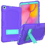 Per Samsung Galaxy Tab A 10.1 (2019) / T510 Custodia protettiva in silicone antiurto per robot a colori a contrasto + custodia protettiva per PC con supporto (viola verde menta)