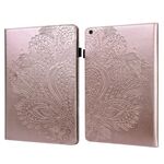 Per Samsung Galaxy Tab A 10.1 (2019) T510 Custodia in TPU con motivo a rilievo in rilievo pavone + PU Custodia in pelle con vibrazione orizzontale con supporto e slot per schede e portafoglio (oro rosa)