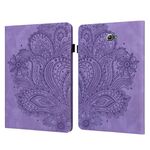 Per Samsung Galaxy Tab A 10.1 (2016) T580 Custodia in pelle con vibrazione orizzontale in TPU + PU con motivo a rilievo pavone con supporto, slot per schede e portafoglio (viola)