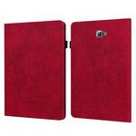 Per Samsung Galaxy Tab A 10.1 (2016) T580 Custodia rigida in TPU + PU con motivo a rilievo in rilievo orizzontale in pelle con supporto e slot per schede e portafoglio (rosso)