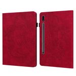 Per Samsung Galaxy Tab S8 / GALAXY TAB S7 T875 PEACCOCK Pattern Pattern TPU + PU Custodia in pelle flip orizzontale con supporto e carta Slot & Portafoglio (rosso)