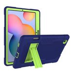Custodia protettiva in silicone antiurto per robot a colori a contrasto + custodia protettiva per PC con supporto per Samsung Galaxy Tab S6 Lite P610 (blu navy giallo verde)