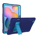 Custodia protettiva in silicone antiurto per robot a colori a contrasto + custodia protettiva per PC con supporto per Samsung Galaxy Tab S6 Lite P610 (blu navy)
