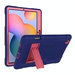 Custodia protettiva in silicone antiurto per robot a colori a contrasto + custodia protettiva per PC con supporto per Samsung Galaxy Tab S6 Lite P610 (blu navy rosa)