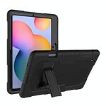 Custodia protettiva in silicone antiurto per robot a colori a contrasto + custodia protettiva per PC con supporto per Samsung Galaxy Tab S6 Lite P610 (nero)