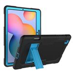 Custodia protettiva in silicone antiurto per robot a colori a contrasto + custodia protettiva per PC con supporto per Samsung Galaxy Tab S6 Lite P610 (nero blu)