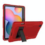 Custodia protettiva in silicone antiurto per robot colore a contrasto + custodia protettiva per PC con supporto per Samsung Galaxy Tab S6 Lite P610 (rosso nero)