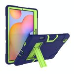 Per Samsung Galaxy Tab S6 Lite P610 Robot a colori a contrasto Custodia protettiva in silicone antiurto + PC con supporto (blu navy + giallo-verde)