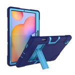 Per Samsung Galaxy Tab S6 Lite P610 Robot a colori a contrasto Custodia protettiva in silicone antiurto + PC con supporto (blu navy + blu)