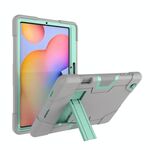 Per Samsung Galaxy Tab S6 Lite P610 Robot a colori a contrasto Custodia protettiva in silicone antiurto + PC con supporto (grigio + verde menta)