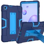 Per Samsung Galaxy Tab A 8.4 (2020) T307 Custodia protettiva in silicone antiurto per robot a colori a contrasto + custodia protettiva per PC con supporto (blu navy + blu)